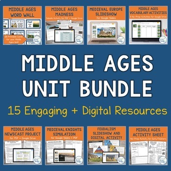 Preview of Middle Ages and Medieval Europe Unit Bundle | Activities, Projects, Notes, Test