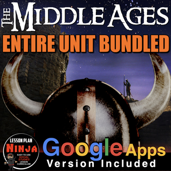 Preview of Middle Ages Unit: PPTs, Worksheets, Plans, Guided Notes, Test + Google Apps