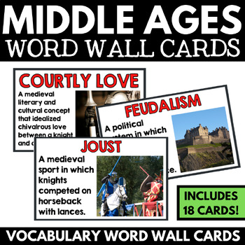 Preview of Middle Ages Word Wall Cards - Medieval Vocabulary Activities - Dark Ages Unit