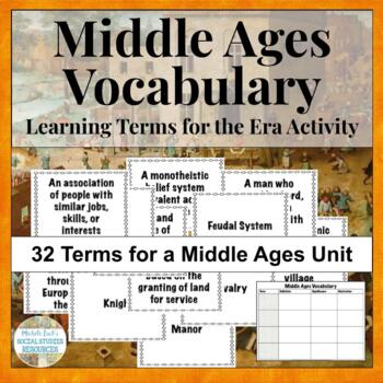 Preview of Middle Ages Vocabulary Activity Task Cards