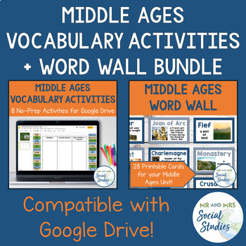 Preview of Middle Ages Vocabulary Activity Set and Word Wall Bundle