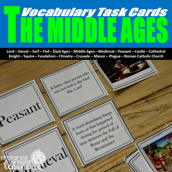 Preview of Middle Ages Vocabulary Task Cards