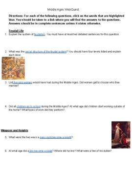 Preview of Middle Ages WebQuest