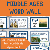 Middle Ages Word Wall | Medieval Europe | Medieval Times