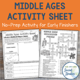 Middle Ages Worksheet | Early Finishers or Emergency Sub P