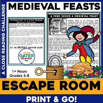 Preview of Middle Ages and Medieval Europe Escape Room | Medieval Feasts Close Reading