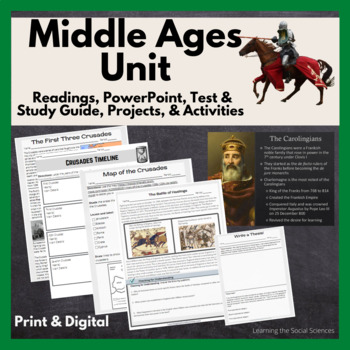 Preview of Middle Ages in Europe Unit Bundle: PowerPoint, Test, Activities, Projects & More