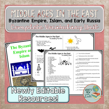 Preview of Middle Ages in the East Vocabulary Unit Byzantine, Islam, and Russia