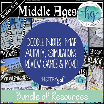 Preview of Middle Ages or Medieval Europe Unit Bundle of Lessons, Activities, Doodle Notes