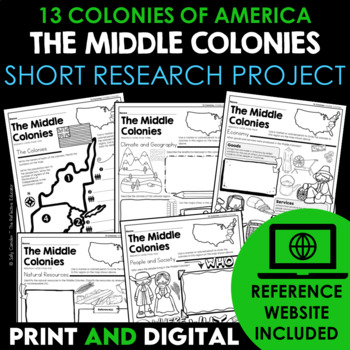 Preview of Middle Colonies | 13 Colonies | Social Studies Research Project