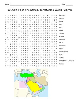 Preview of Middle East Countries/Territories Word Search!