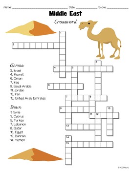 Middle East Crossword Puzzles by 422History Teachers Pay Teachers