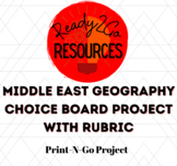 Middle East Geography Choice Board Project with RUBRIC