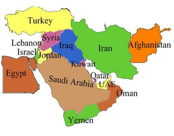 middle east labeled map