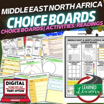 Preview of Middle East & North Africa (MENA) Activities, Choice Board, Print & Google