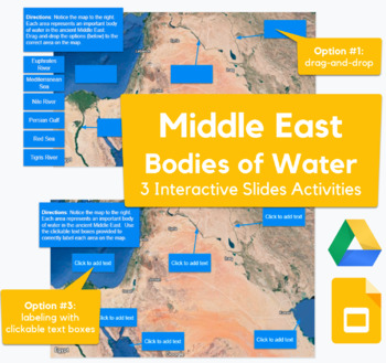 Preview of Middle East Rivers and Seas - drag-and-drop, labeling map in Slides