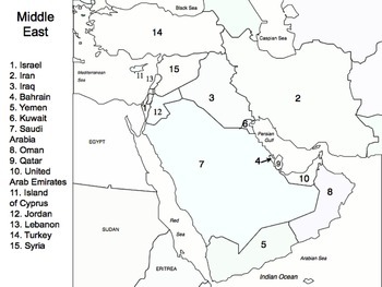 Preview of Middle East Song pdf Map from "Geography Songs" by Kathy Troxel