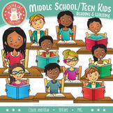 Middle School / Teen Kids Clip Art - Reading & Writing