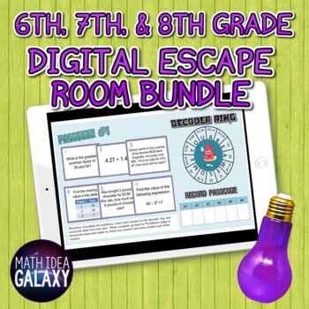 Preview of Middle Grades Math Digital Escape Room Bundle