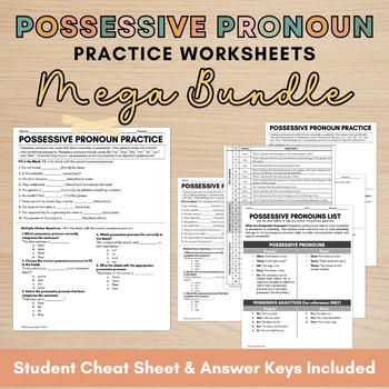 Preview of Middle & High Possessive Pronouns End of Year Grammar Worksheets Mega Bundle