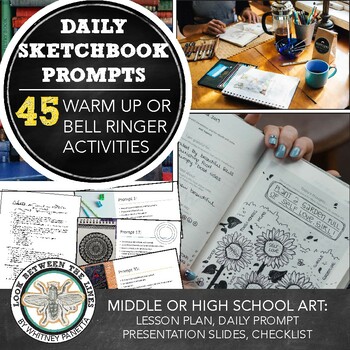 Preview of Middle, High School Art: Daily Sketchbook Prompts, Class Opener or Bell Ringer
