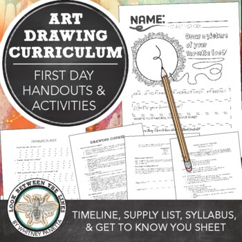 Preview of Middle, High School Art Drawing Course First Day of School: Syllabus, Timeline