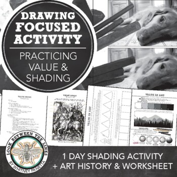 Preview of Middle, High School Art Drawing Intro Value, Shading 1 Day Activity, Worksheet +