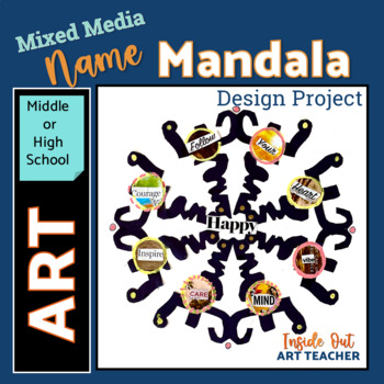 Preview of Middle or High School Art Project About Me Mixed Media Mandala