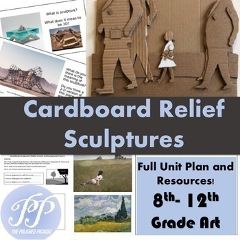 Preview of Middle & High School Art Unit: Cardboard Relief Sculpture- FULL UNIT- NEWEST!