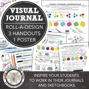 Preview of Middle, High School Art: Visual Journal, Roll a Design, 3 Activities, 1 Poster