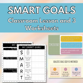 Preview of SMART Goal Setting Lesson and Worksheets for Middle and High School Students