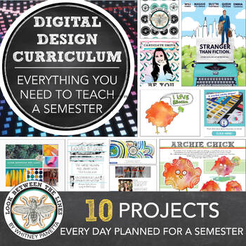 Preview of Middle High School Graphic Design Projects Photoshop, Illustrator Art Curriculum
