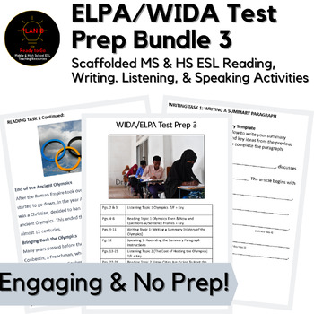Preview of Middle & High School ESL ELPA/WIDA Test Prep 3 Independent Work Activity Pack