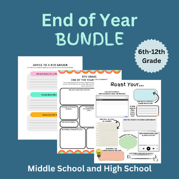 Preview of Middle High School End of Year Bundle | Roast Your | Advice | Memories Reflect