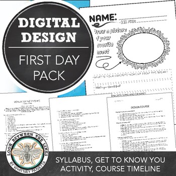 Preview of Middle, High School Graphic Design, Digital Art Class: First Day of School Pack