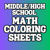 Middle/High School Math Coloring Sheets