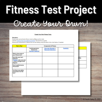 Preview of Middle & High School PE Project: Create Your Own Fitness Test Assessments