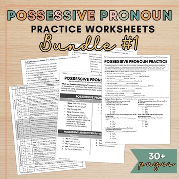 Preview of Middle & High School Possessive Pronouns End of Year Grammar Worksheets Bundle 1