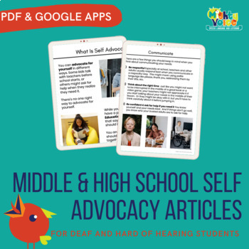 Preview of Middle & High School Self Advocacy Articles for Deaf & Hard of Hearing