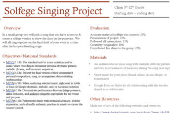 Preview of Middle/High School Solfege Group Project for Choir