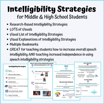 Preview of Middle & High School Speech Therapy Intelligibility Strategies LOTS of Visuals