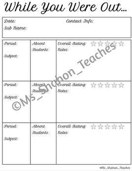 Preview of Middle/High School Substitute Report