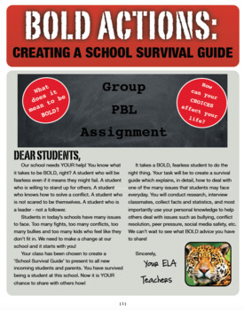 Preview of Middle High School Survival Guide PBL Project Based Learning Research