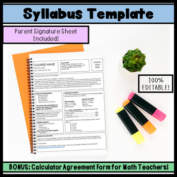 Preview of Middle/High School Syllabus Template (Fully Editable)