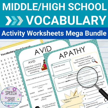 Preview of Middle & High School Tier 2 Vocabulary Activities & Worksheets MEGA BUNDLE!