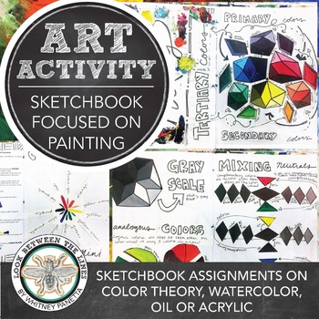 Preview of Middle School Art, High School Art: Color Theory Sketchbook Activity, Lesson