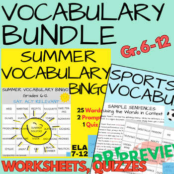 Preview of Middle-High School Vocabulary Activities Worksheets +Template BUNDLE 7,8,9,10,11