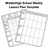 Middle or High School Weekly Lesson Plan Template - Simple