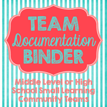 Preview of Binder for Team Organization and Documentation- Aqua and Red Theme