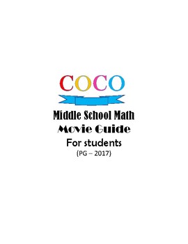Preview of Middle School Math at the Movies: Coco